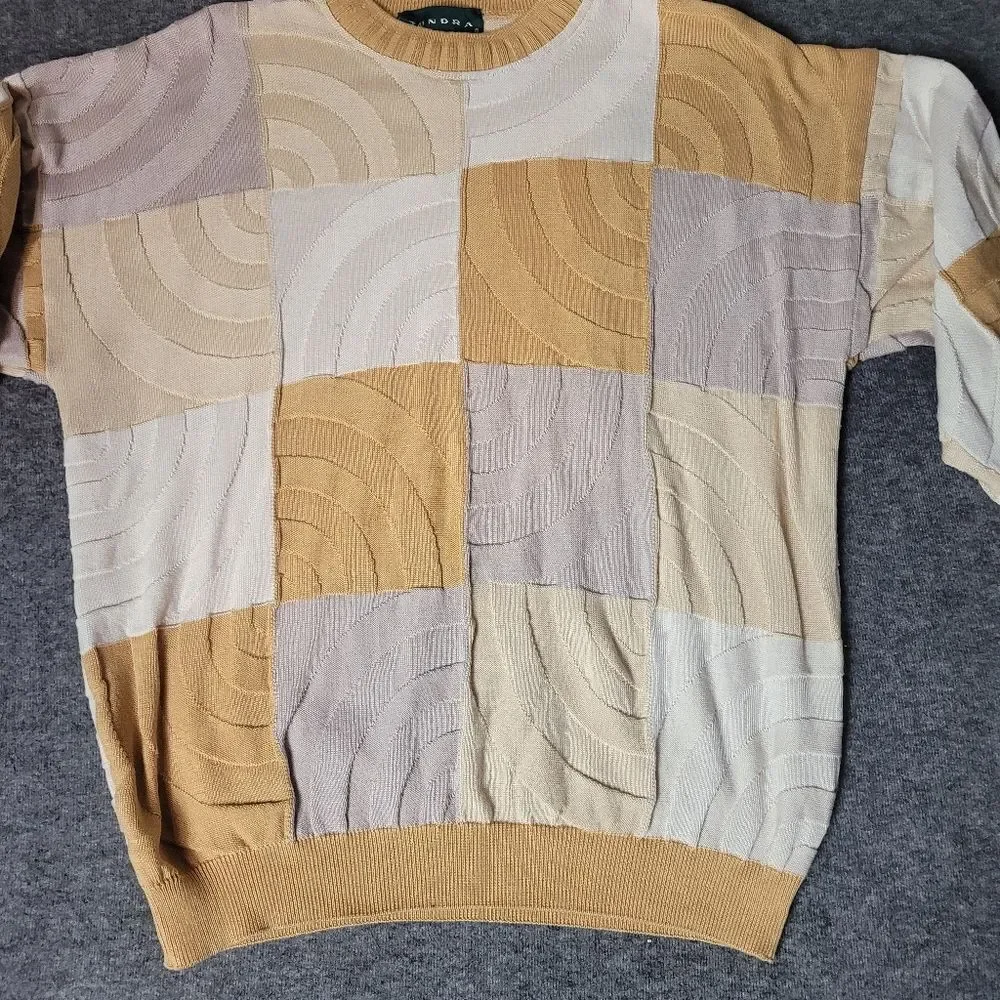 Tundra Canada Sweater Mens Size L 3D Pattern Multicolor Coogi Style Pullover - Picture 4 of 10